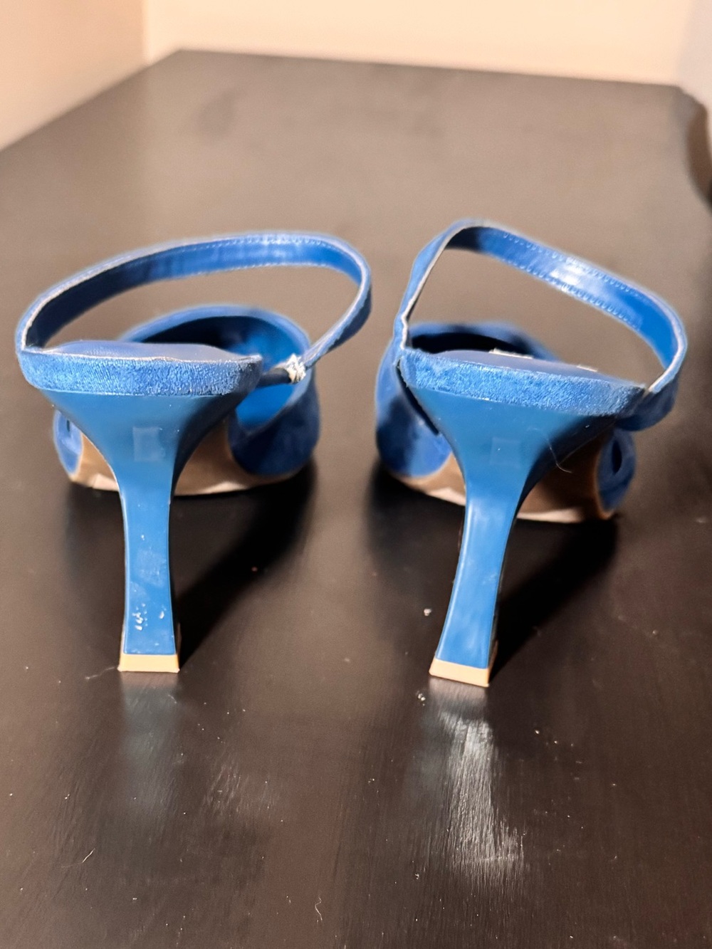 Marc Fisher Suede Pointed Toe Mary Jane Heels in Blue - Picture 3 of 6